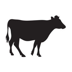 Black cow silhouette vector illustration for farm animals and livestock designs and graphic resources use
