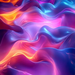 Obraz premium Abstract 3D Rendering of Wavy Purple and Orange Gradient Background with Dynamic Lighting and Fluid Textures for Modern Design