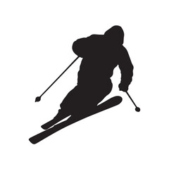 Skiing silhouette vector illustration for winter sports design and outdoor adventure themes graphic resource
