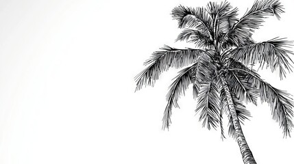 Hand-drawn Palm Tree Illustration on a Minimalist White Background