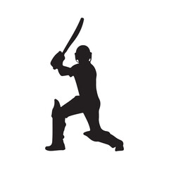 Cricket batsman silhouette vector illustration for sports design and print templates and cricket world cup