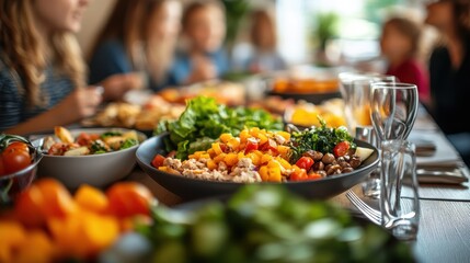 Coworkers enjoying casual team lunch