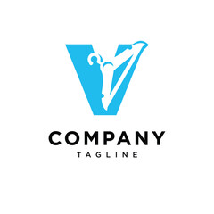 Fototapeta premium Letter V Clothes Hanger Icon Vector Logo