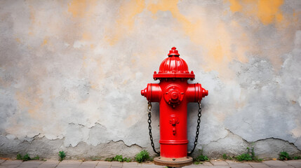 Fire Hydrant on Weathered Wall, Bokeh Background