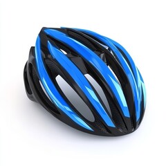 Stylish Blue and Black Bicycle Helmet on white background