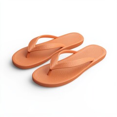 Orange Flip Flops for Summer Vacation on white background