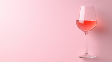 A Glass of Ros? Wine on a Pink Background