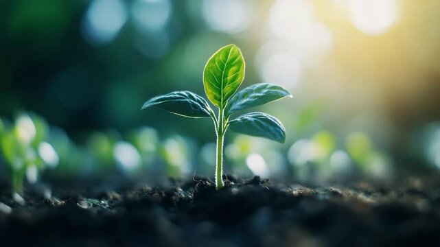 Young plant seedling growing in sunlight