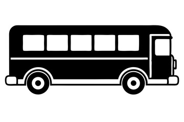 Vintage Bus Icon: A classic bus icon in simple, yet striking vector format, perfect for use in diverse graphic projects. Representing reliable transport.