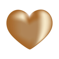 golden heart isolated on white background romantic icon love symbol vector