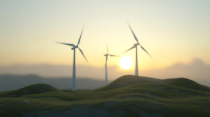 Wind turbines sunrise landscape