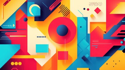 Abstract Geometric Composition: Vibrant Colors and Shapes