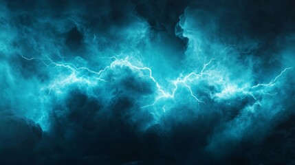 Dynamic Thunderstorm Cloud with Blue Smoke and Lightning in Vibrant Colors
