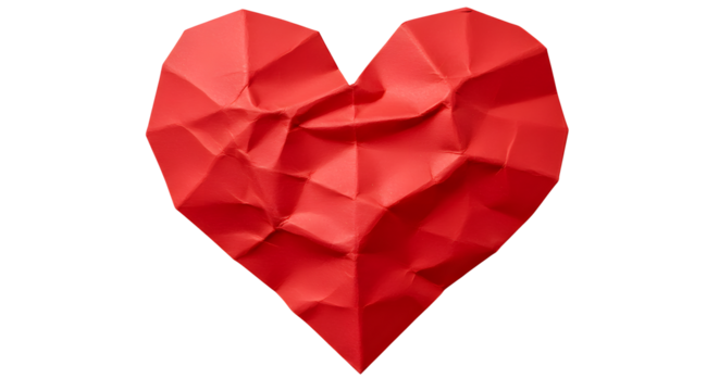Crumpled Red Heart White or Transparent PNG Download