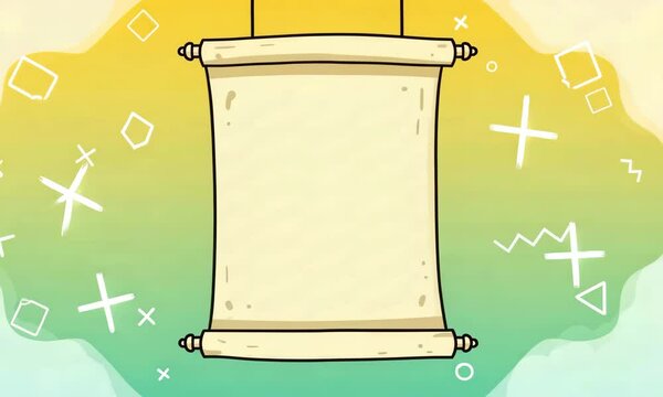 Decorative parchment scroll on vibrant abstract background  