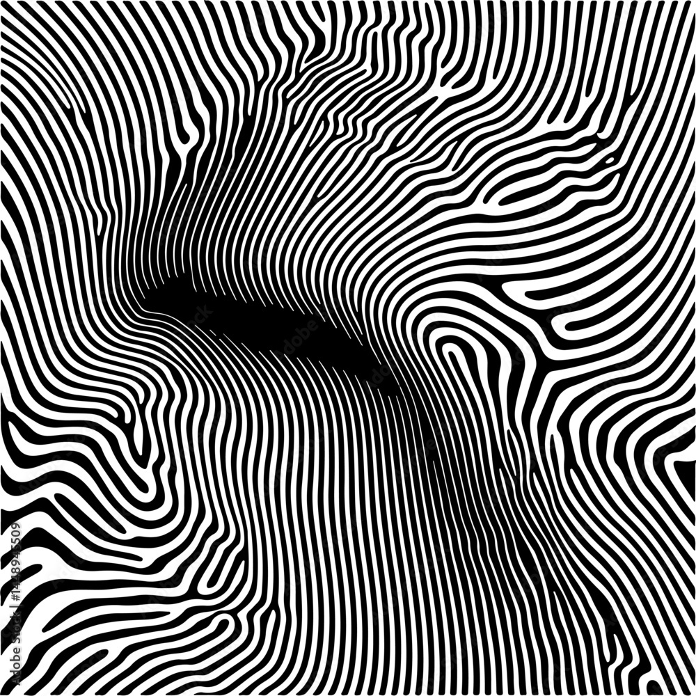 Aufkleber dynamic black and white vector art featuring wavy, hypnotic lines. the abstract pattern creates an o