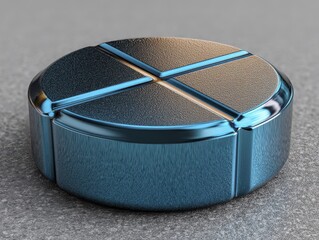 Smooth, glossy blue pill showcasing subtle texture and reflection - object bright background