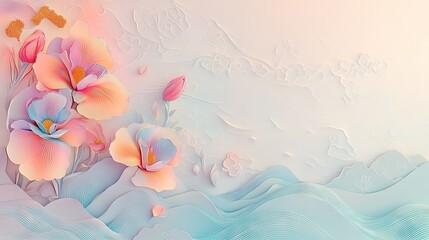 Pastel floral arrangement with textured background art.