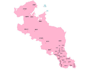 京都府　地図　ピンク　斑点　イラスト