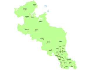 京都府　地図　黄緑　斑点　イラスト