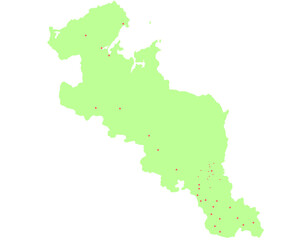 京都府　地図　黄緑　斑点　イラスト