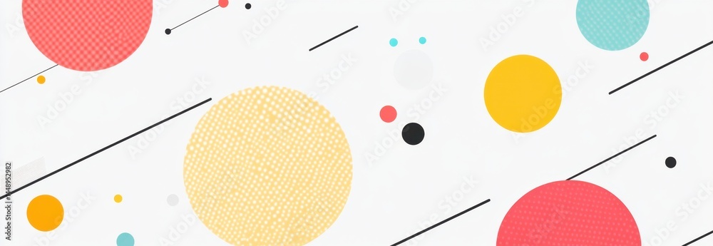 Poster abstract geometric vector background with colorful circles and lines on a white background generativ