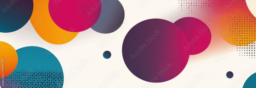 Wall mural abstract modern geometric background vector presentation design with circles and semicircles, on a w