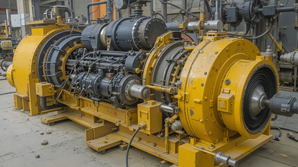 Obraz premium engine and transmission system of pile driver