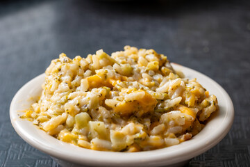 Close-up of Broccoli Rice & Cheese Casserole