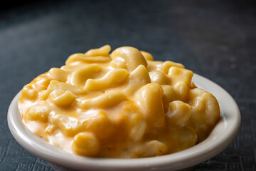 Close-up of homemade Macaroni and Cheese in bowl