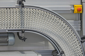 Plastic Conveyor Belt Curve at Factory Production Line Top View