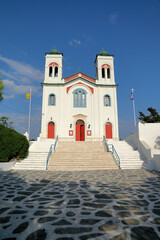 View of Greek Orthodox Church in Naoussa, Paros