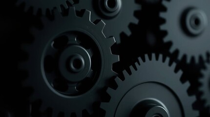 Black Metal Gears Interlocking Mechanism Close-Up