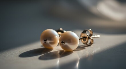 Elegant Pearl Earrings Fashion Close-Up in Sunlight