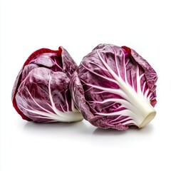 Fototapeta premium Vibrant Red Radicchio: A Fresh and Healthy Salad Ingredient on white background