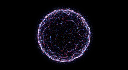 Abstract Sphere with Colorful Light Connections in Dark Backgrounds