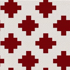 Obraz premium Seamless Red and White Cross Stitch Pattern Background Texture for Fabric Design Projects