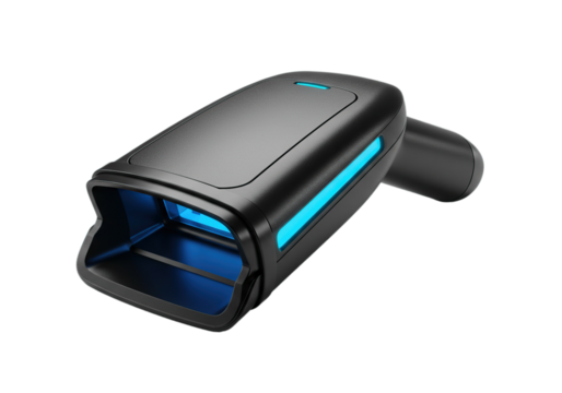 Scanning Device with Blue Light on Transparent Background