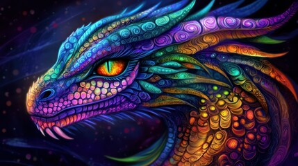Obraz premium Vibrant Dragon Head Portrait