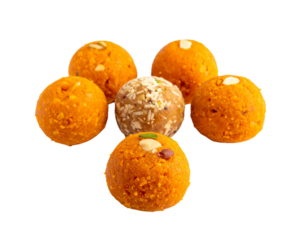 Six sweets laddu (laddoo) isolated on white background. Suitable for marketing or business purposes. PNG file