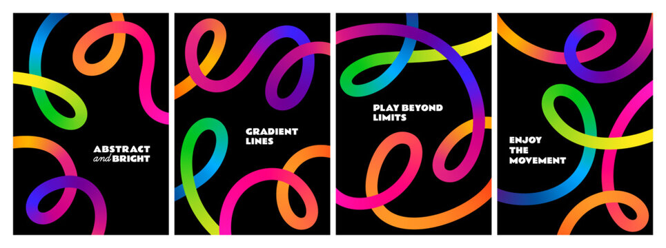 Abstract Color Shapes Pattern. Background with Wave Gradient Lines. Vector Rainbow Ribbons. 3D Graphic Design Elements