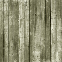 Fototapeta premium Weathered greenish-gray wooden planks with vertical boards and aged texture. Rustic natural background ideal for eco themes, farmhouse design, construction visuals, and vintage mockups.