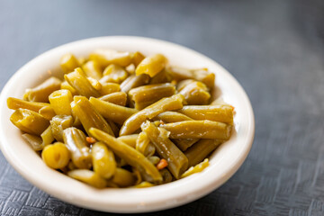 Close-up of fresh cooked green beans in bowl