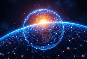 Obraz premium Global Network: A Digital World Visualization