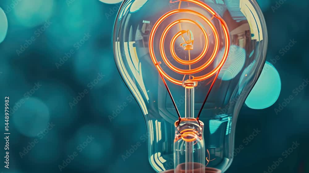 Poster creative illuminated light bulb design showcasing modern aesthetics in a stylish setting with blue b