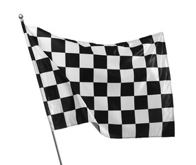 One racing checkered flag isolated on white
