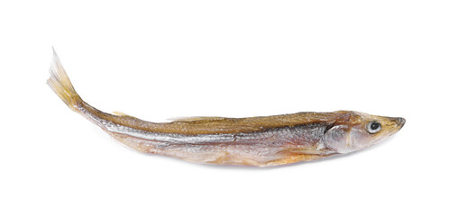 Dried salted smelt fish isolated on white