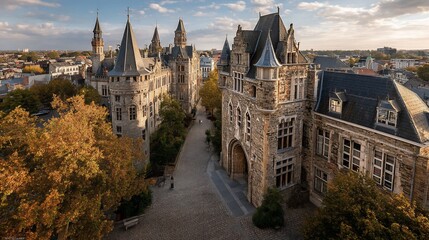 Naklejka premium Medieval architecture, autumnal hues