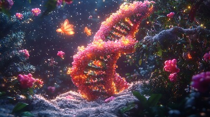 Enchanted DNA: A Fantasy Garden of Glowing Genes
