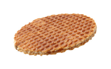 One tasty Dutch waffle isolated on white